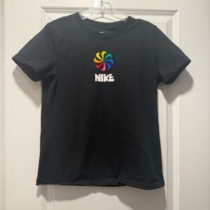 Nike Black T-Shirt with Rainbow Swoosh